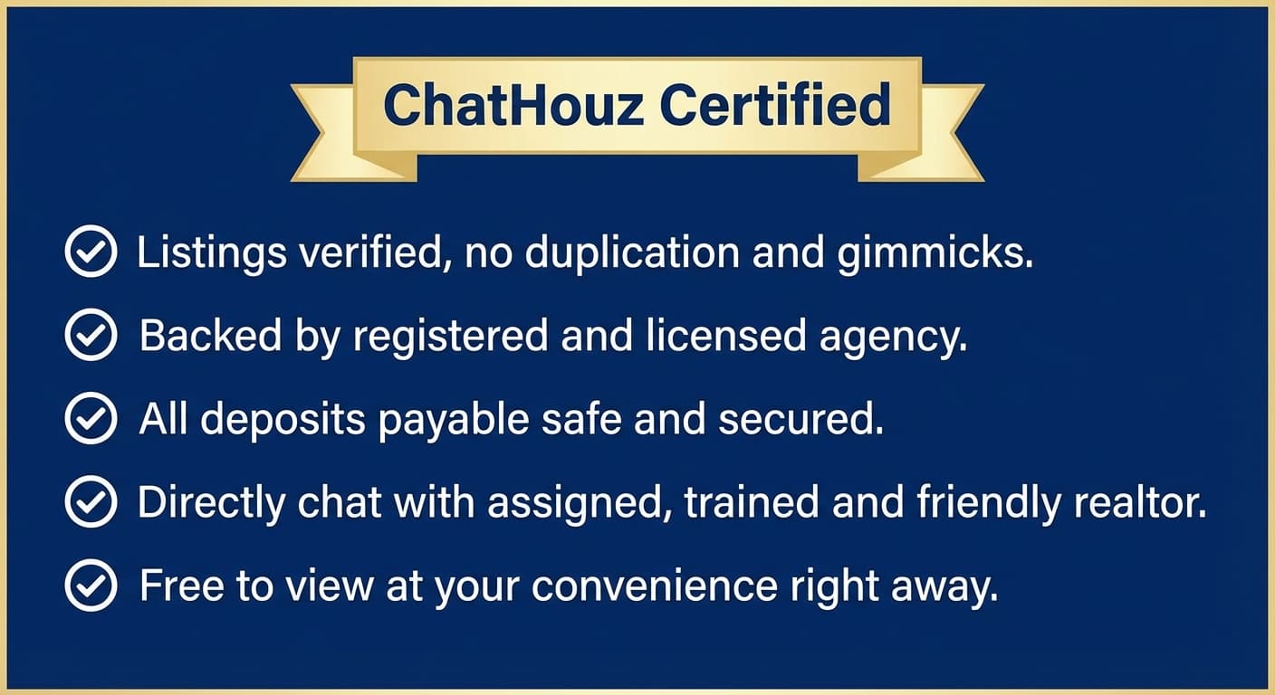 Assurance Services by ChatHouz: verified listings, licensed agency support, secure deposits, and direct realtor assistance.